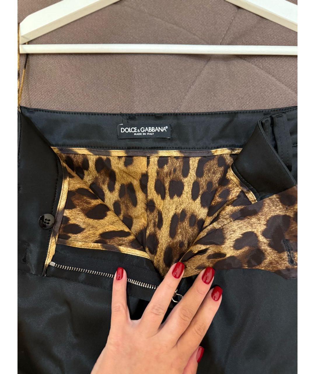 DOLCE&GABBANA Черная атласная юбка миди, фото 5