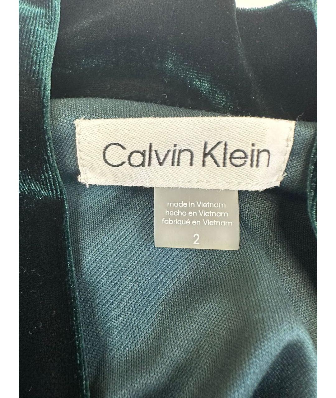 CALVIN KLEIN Зеленые бархатное коктейльное платье, фото 4