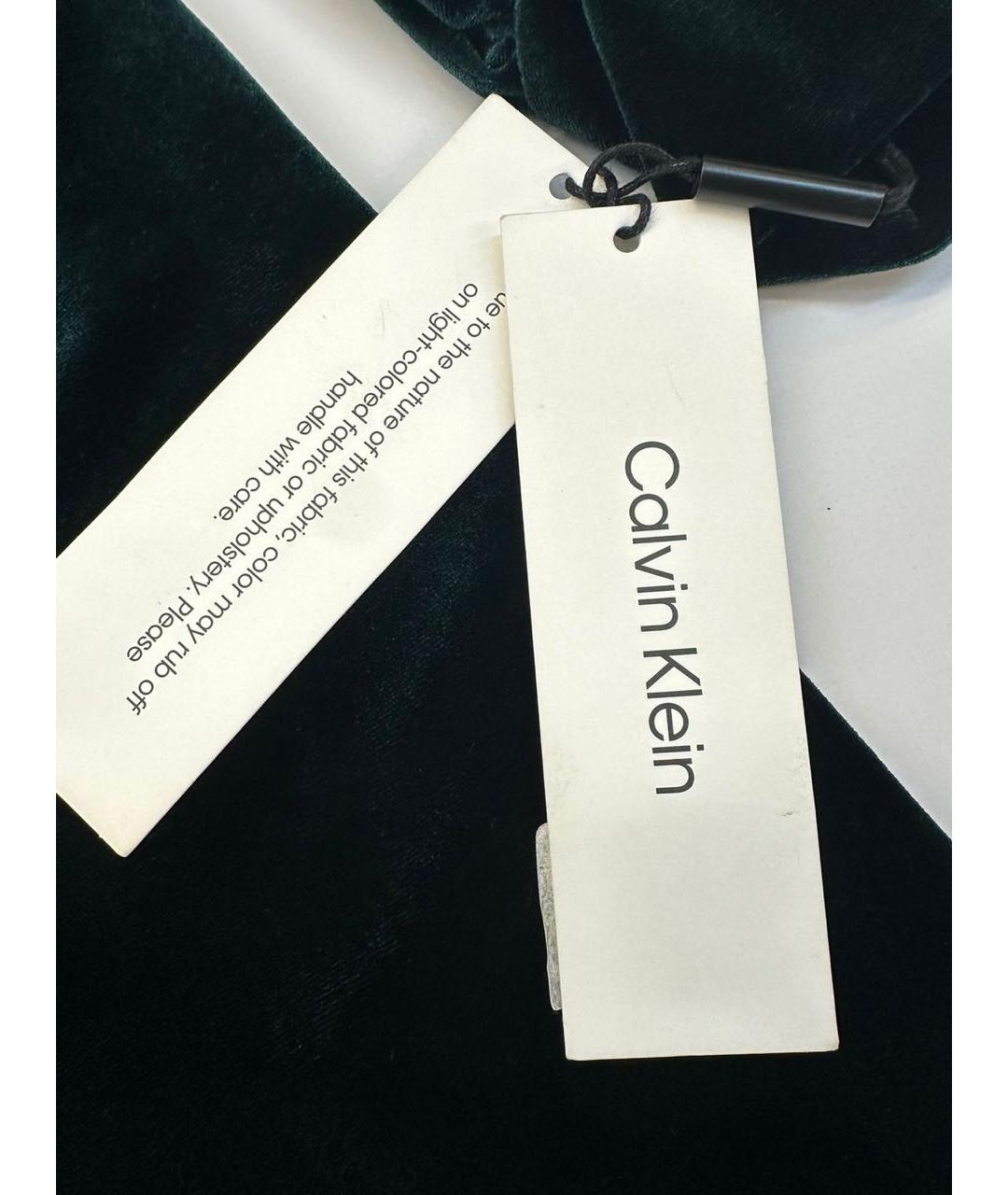 CALVIN KLEIN Зеленые бархатное коктейльное платье, фото 6