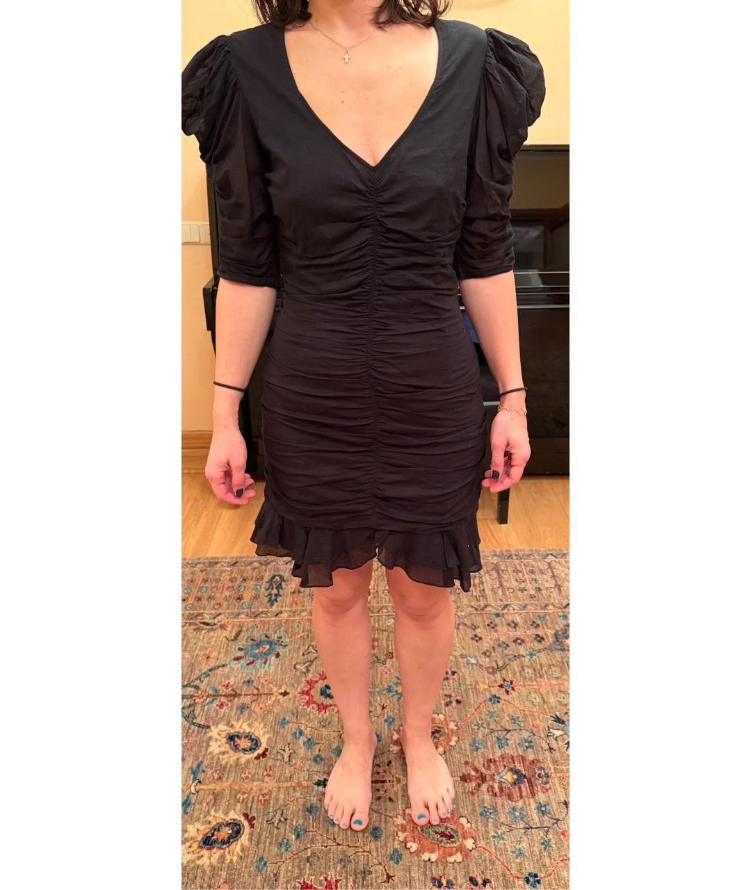 ISABEL MARANT ETOILE Черное хлопковое коктейльное платье, фото 7