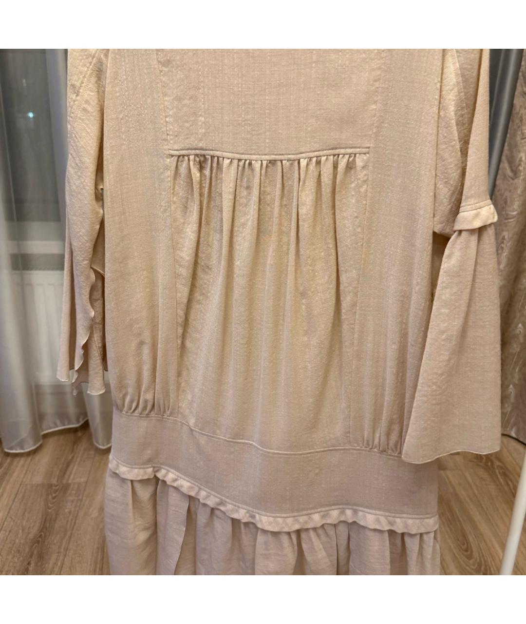 MIU MIU Бежевое льняное повседневное платье, фото 4