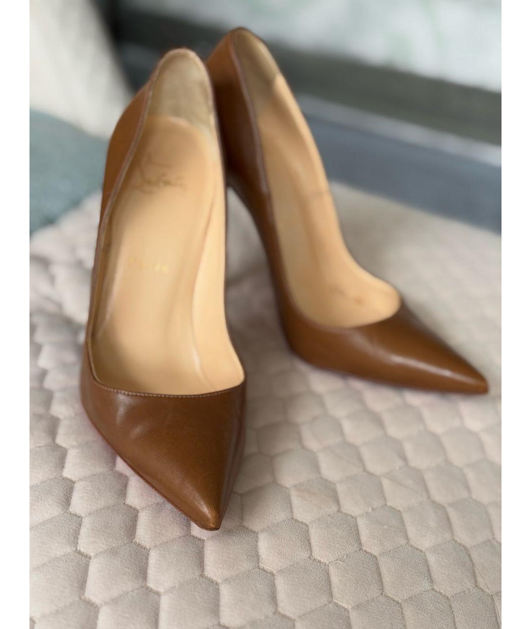 CHRISTIAN LOUBOUTIN Коричневые кожаные туфли, фото 2