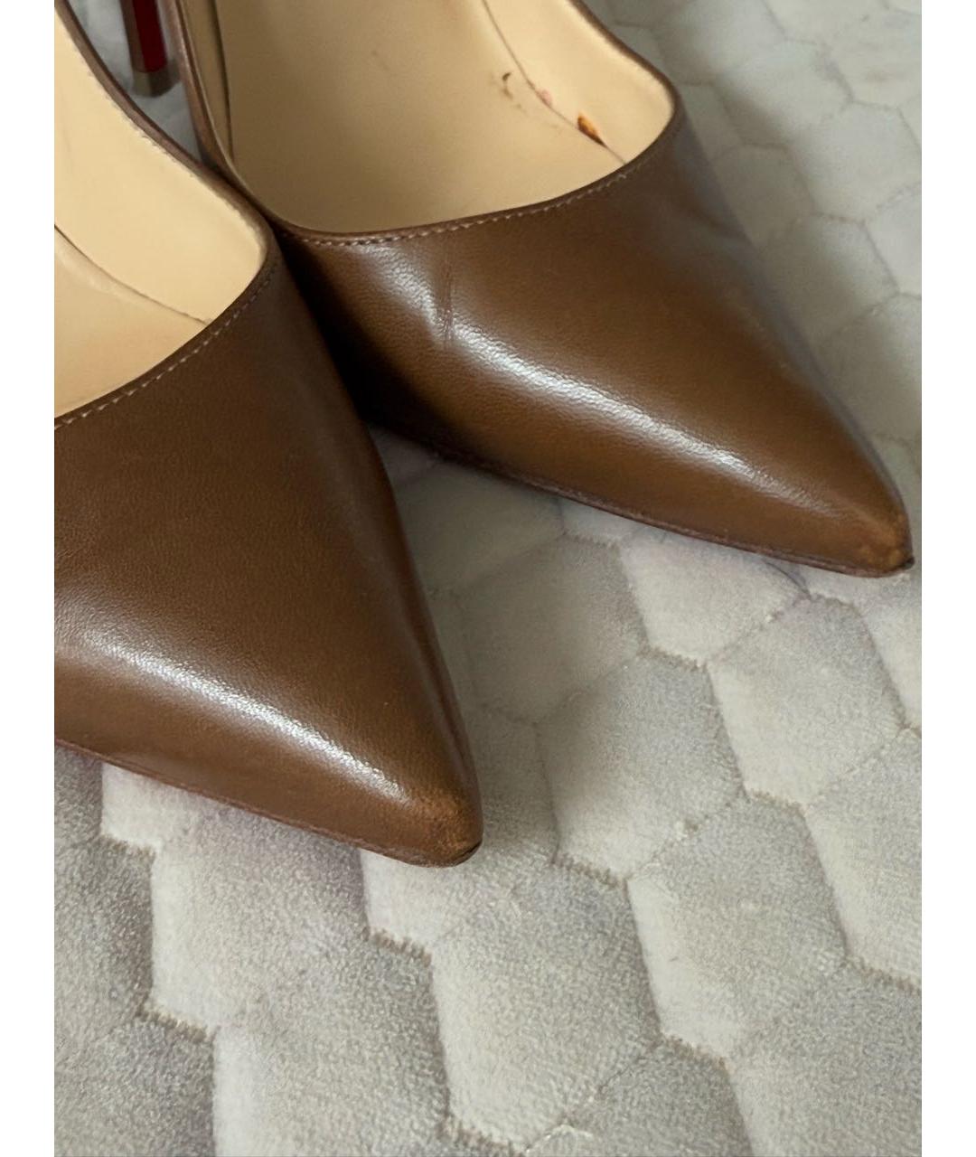 CHRISTIAN LOUBOUTIN Коричневые кожаные туфли, фото 3
