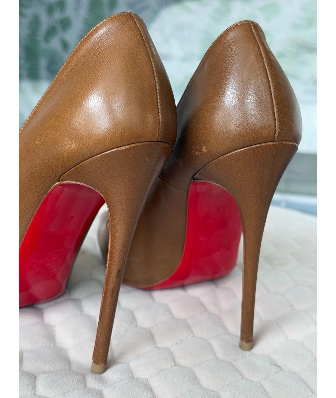 CHRISTIAN LOUBOUTIN Коричневые кожаные туфли, фото 5