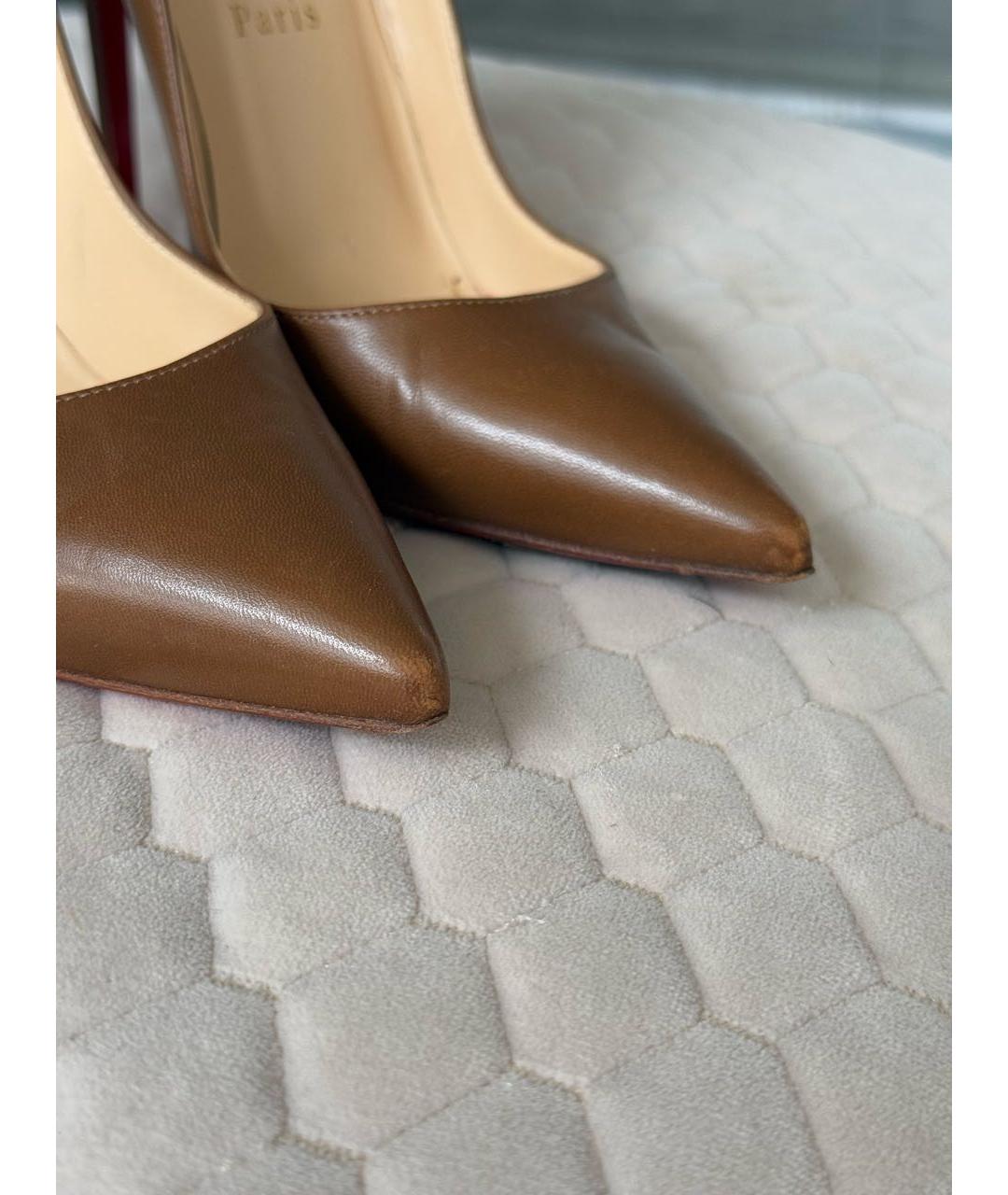 CHRISTIAN LOUBOUTIN Коричневые кожаные туфли, фото 4