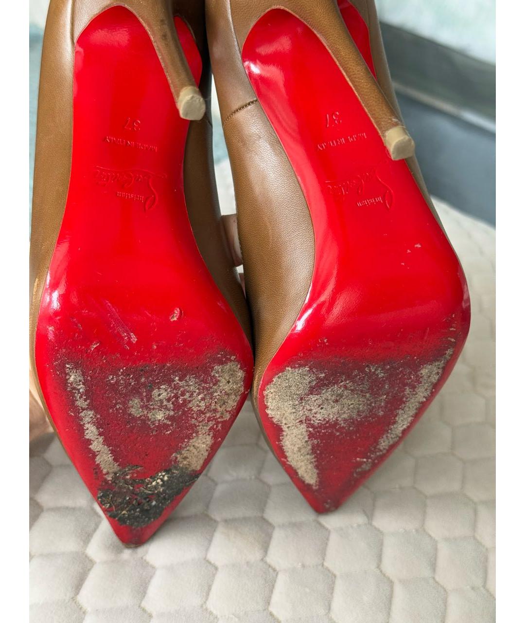 CHRISTIAN LOUBOUTIN Коричневые кожаные туфли, фото 6