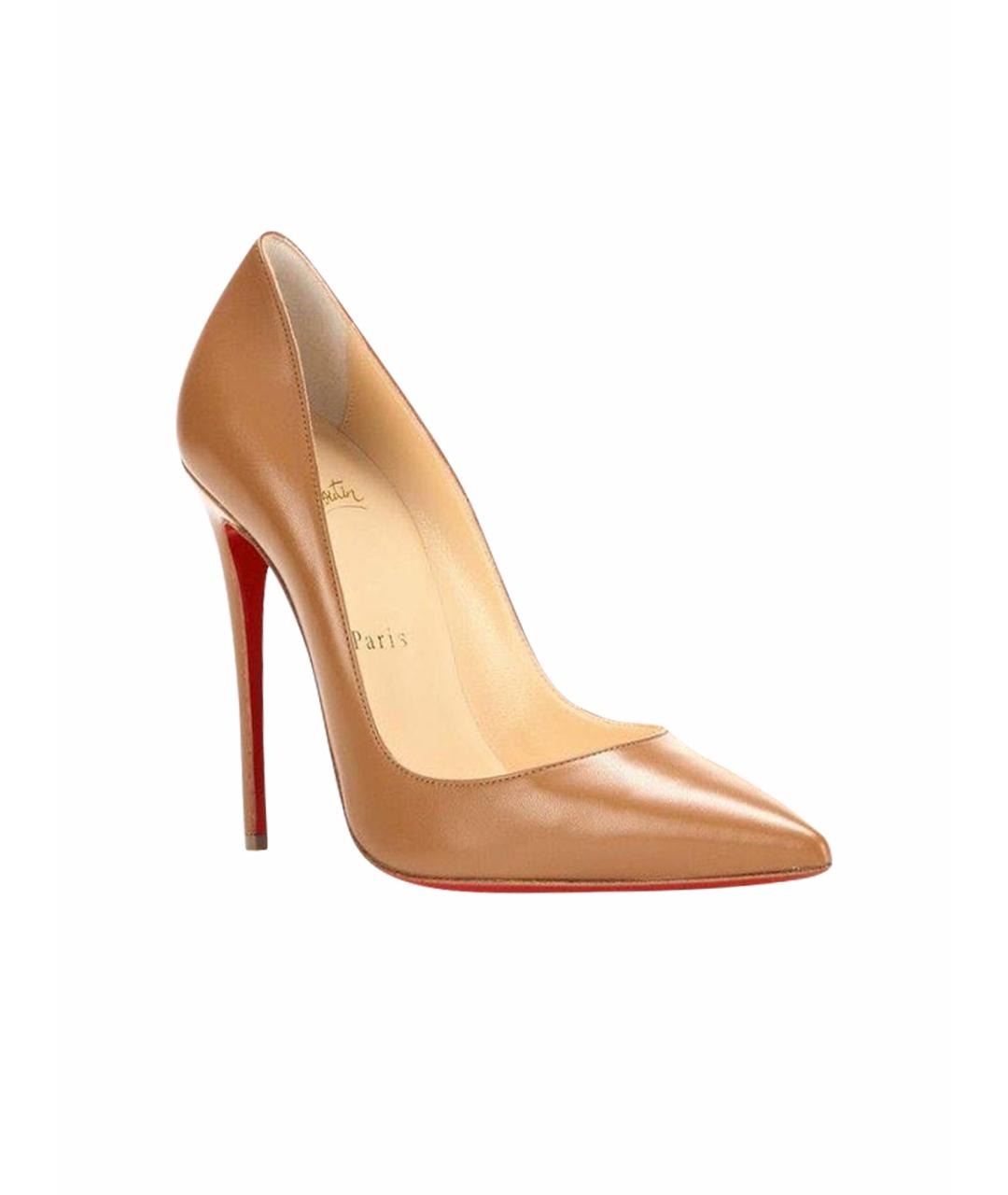 CHRISTIAN LOUBOUTIN Коричневые кожаные туфли, фото 1