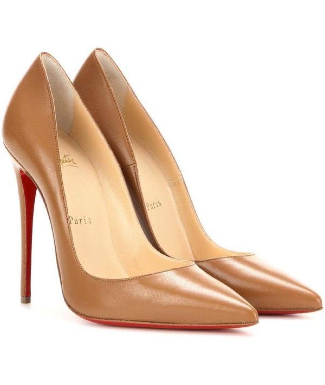 CHRISTIAN LOUBOUTIN Коричневые кожаные туфли, фото 7