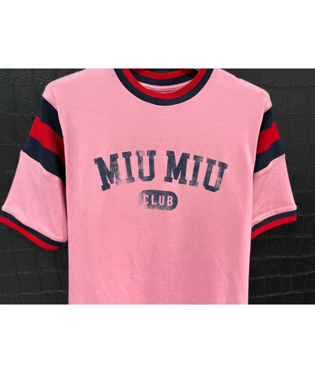 MIU MIU Розовая вискозная футболка, фото 4