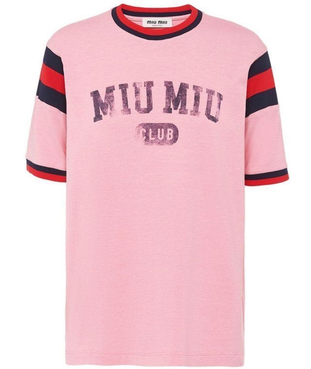 MIU MIU Розовая вискозная футболка, фото 1