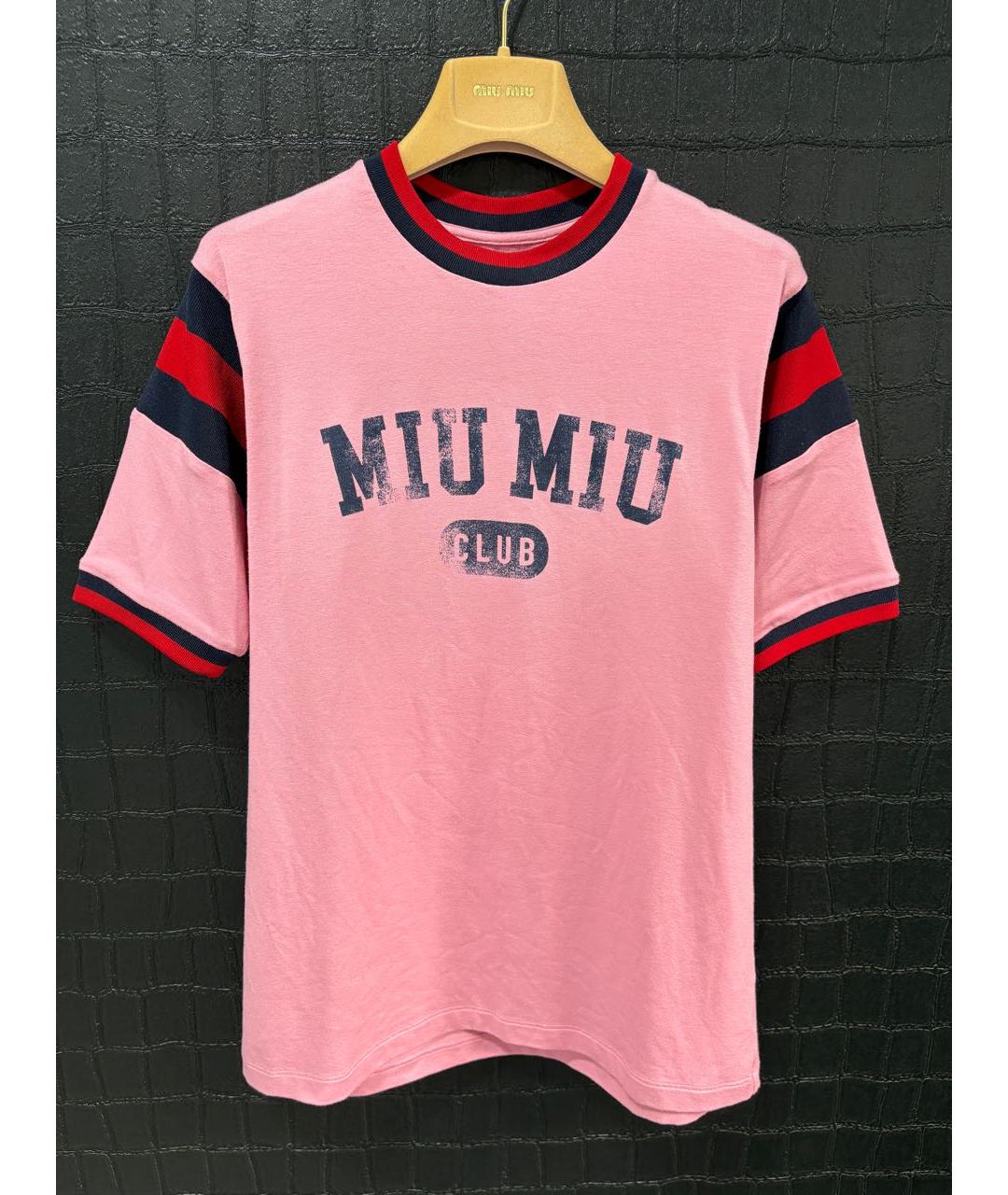 MIU MIU Розовая вискозная футболка, фото 2