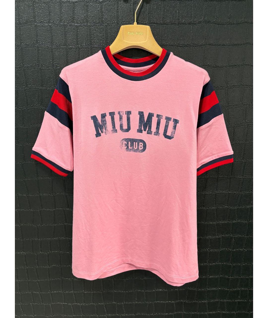 MIU MIU Розовая вискозная футболка, фото 3