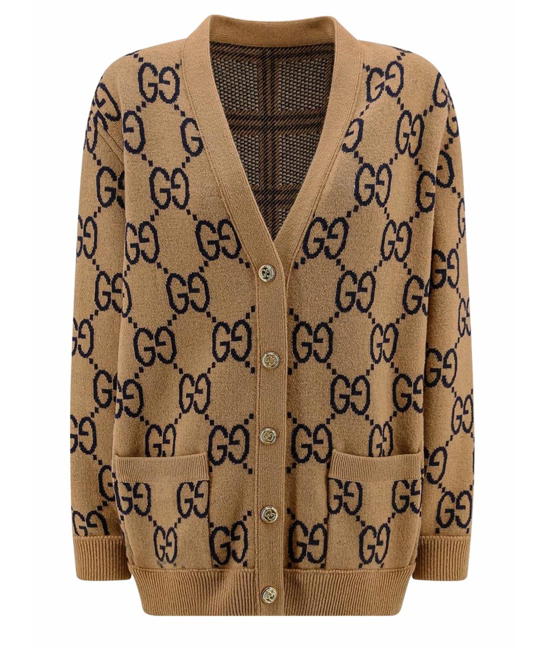 GUCCI Горчичный кашемировый кардиган, фото 1
