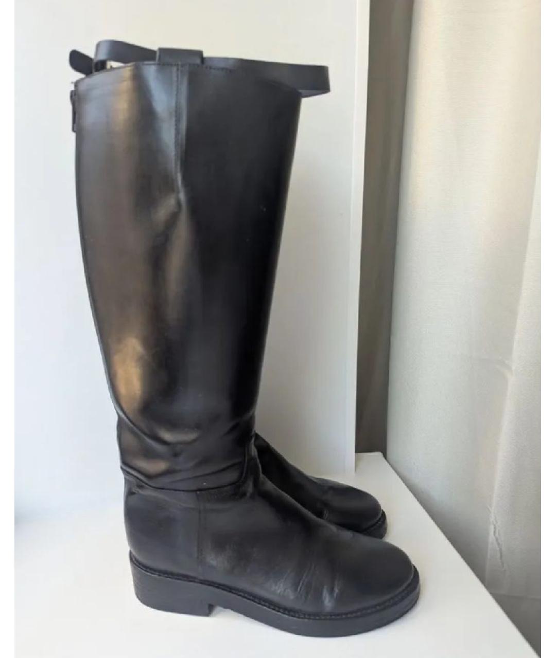 ANN DEMEULEMEESTER Черные кожаные сапоги, фото 10