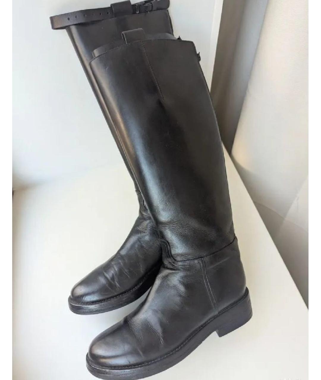 ANN DEMEULEMEESTER Черные кожаные сапоги, фото 5