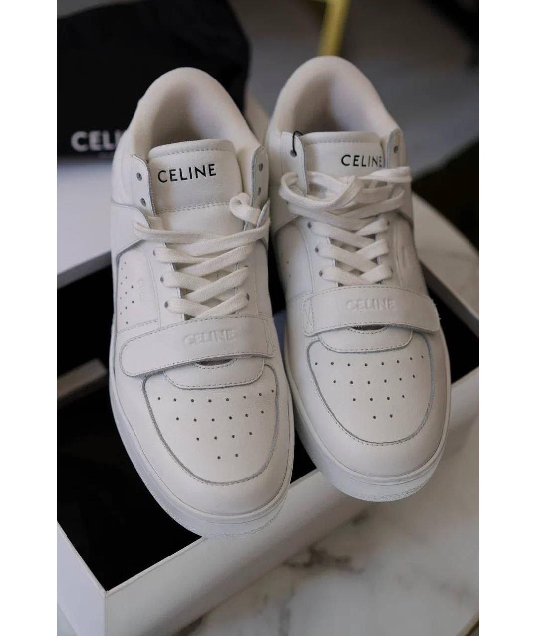 CELINE Белые кожаные кроссовки, фото 6