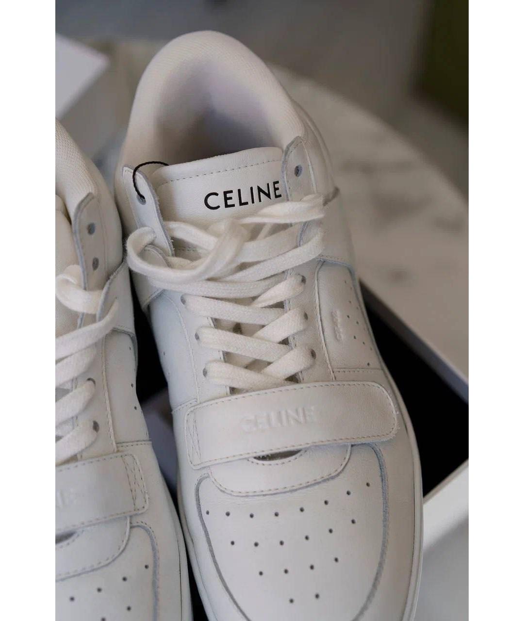 CELINE Белые кожаные кроссовки, фото 4