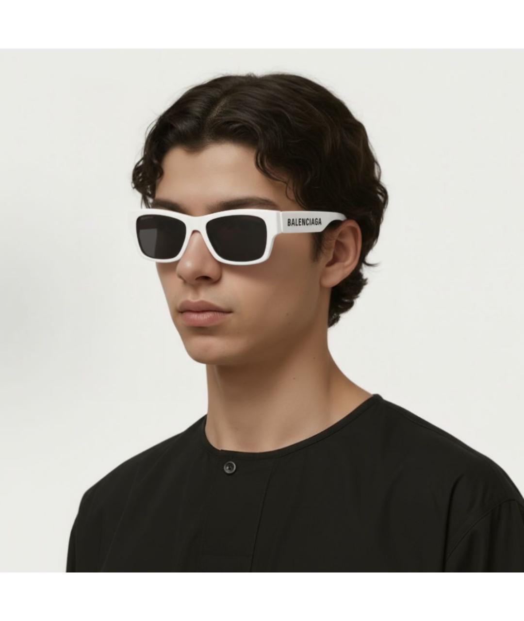BALENCIAGA Белые пластиковые солнцезащитные очки, фото 4