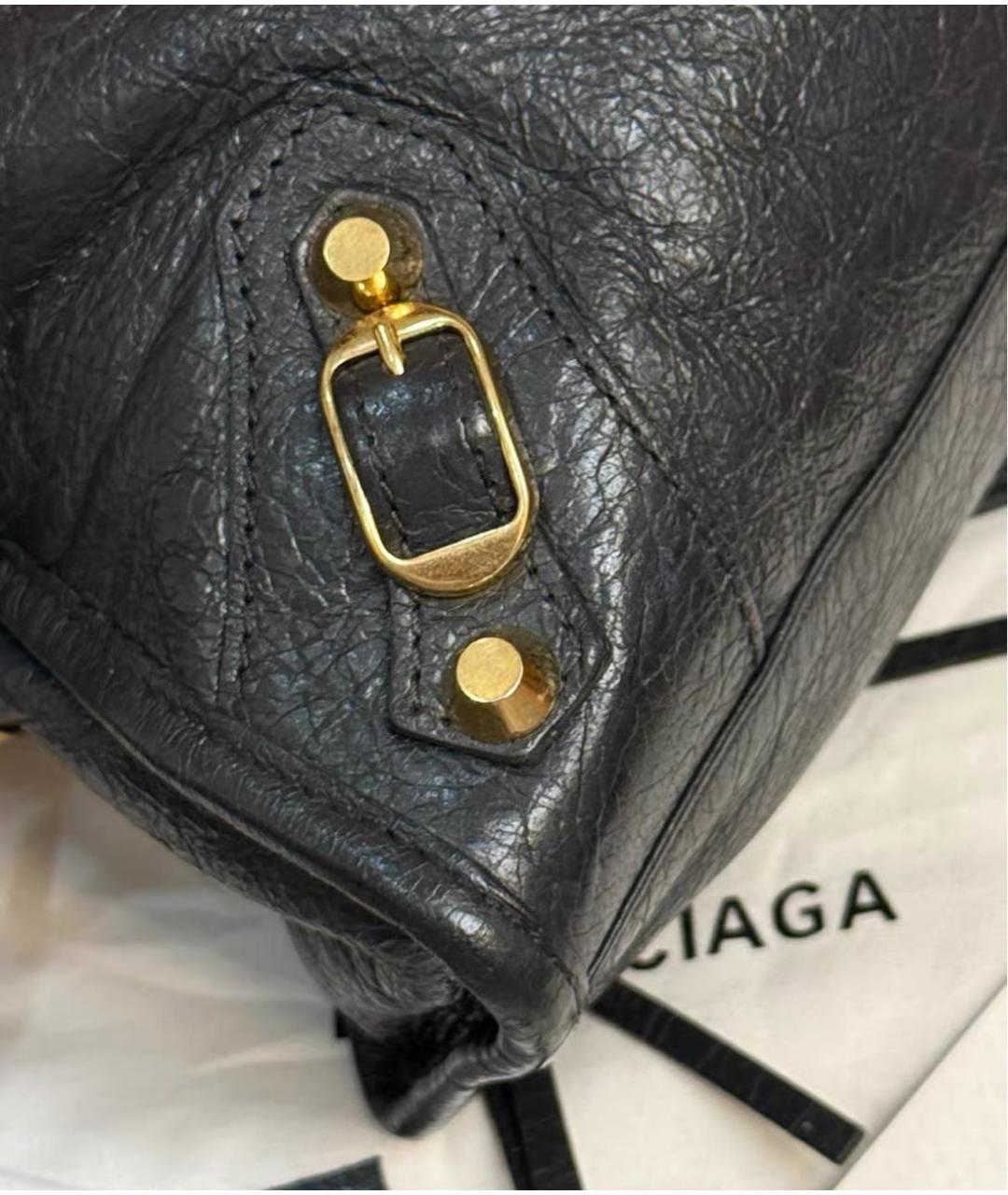 BALENCIAGA Темно-синяя кожаная сумка с короткими ручками, фото 7