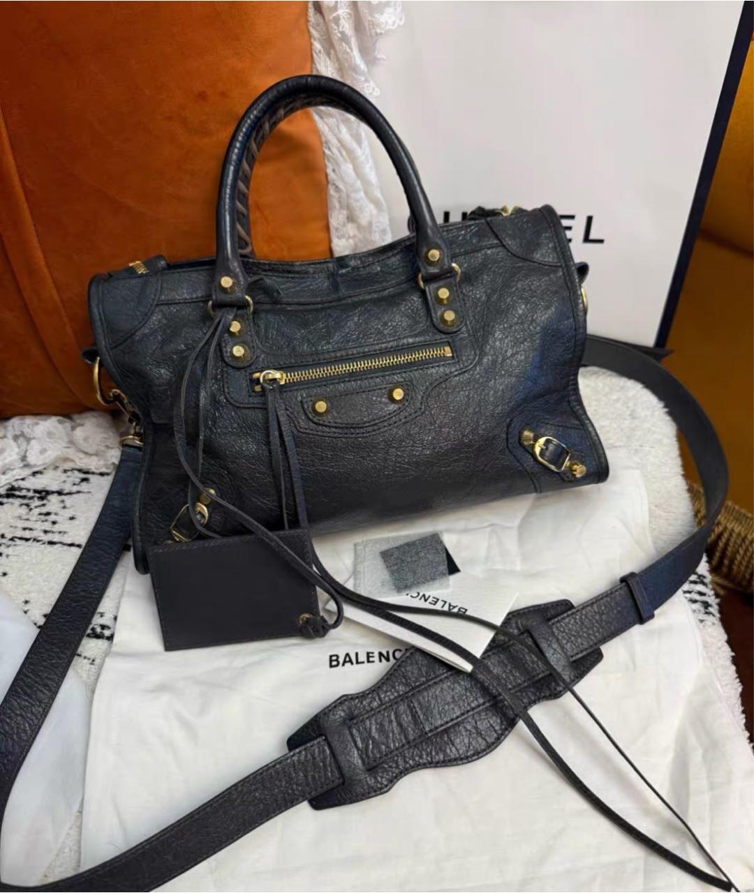 BALENCIAGA Темно-синяя кожаная сумка с короткими ручками, фото 2