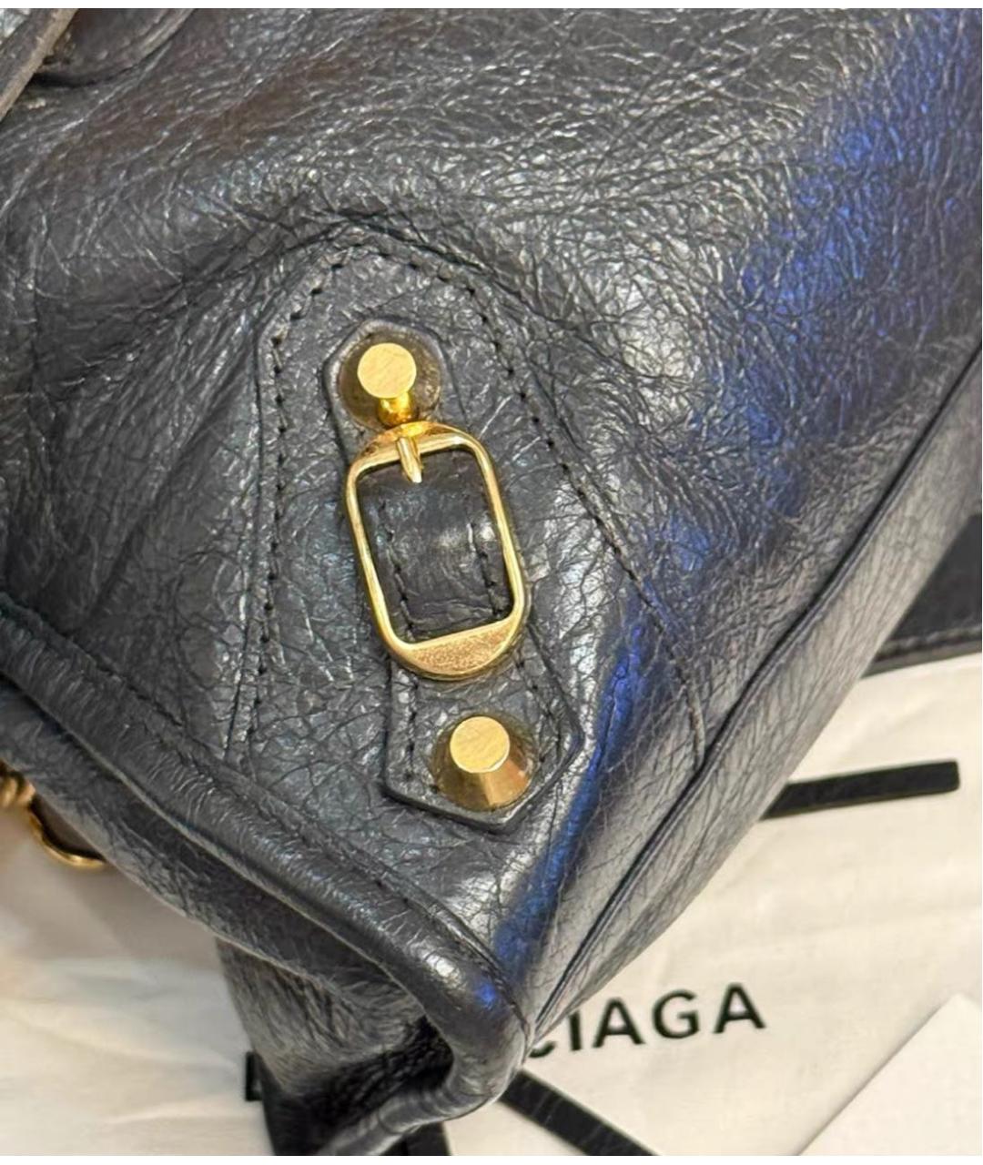 BALENCIAGA Темно-синяя кожаная сумка с короткими ручками, фото 8