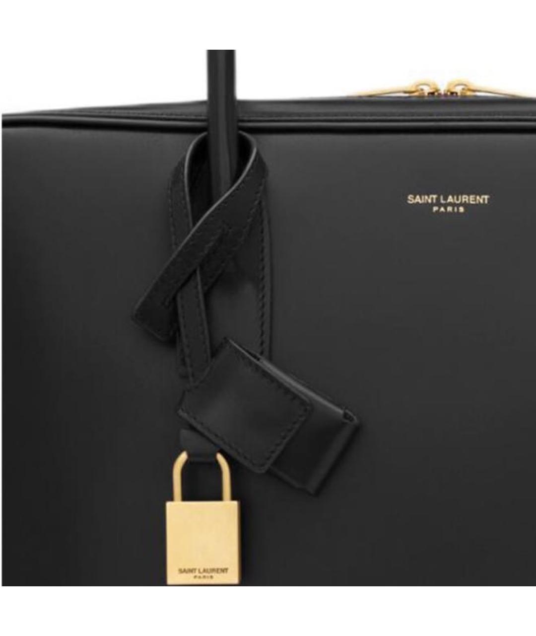 SAINT LAURENT Черная кожаная сумка тоут, фото 5