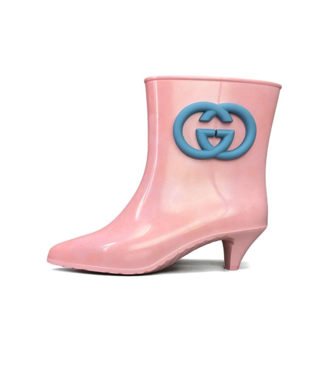 GUCCI Розовые резиновые ботильоны, фото 7