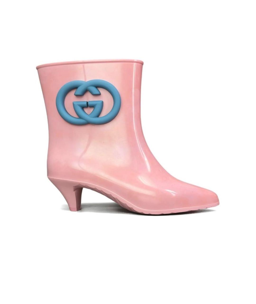 GUCCI Розовые резиновые ботильоны, фото 9