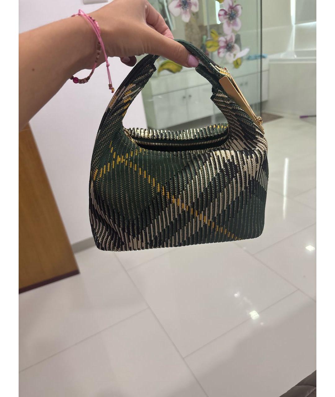 BURBERRY Зеленая тканевая сумка с короткими ручками, фото 3