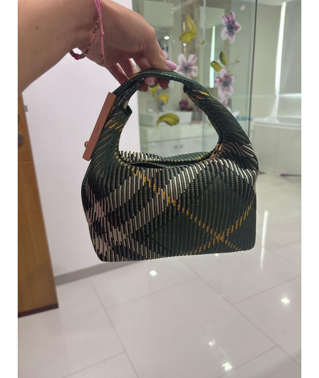 BURBERRY Зеленая тканевая сумка с короткими ручками, фото 9