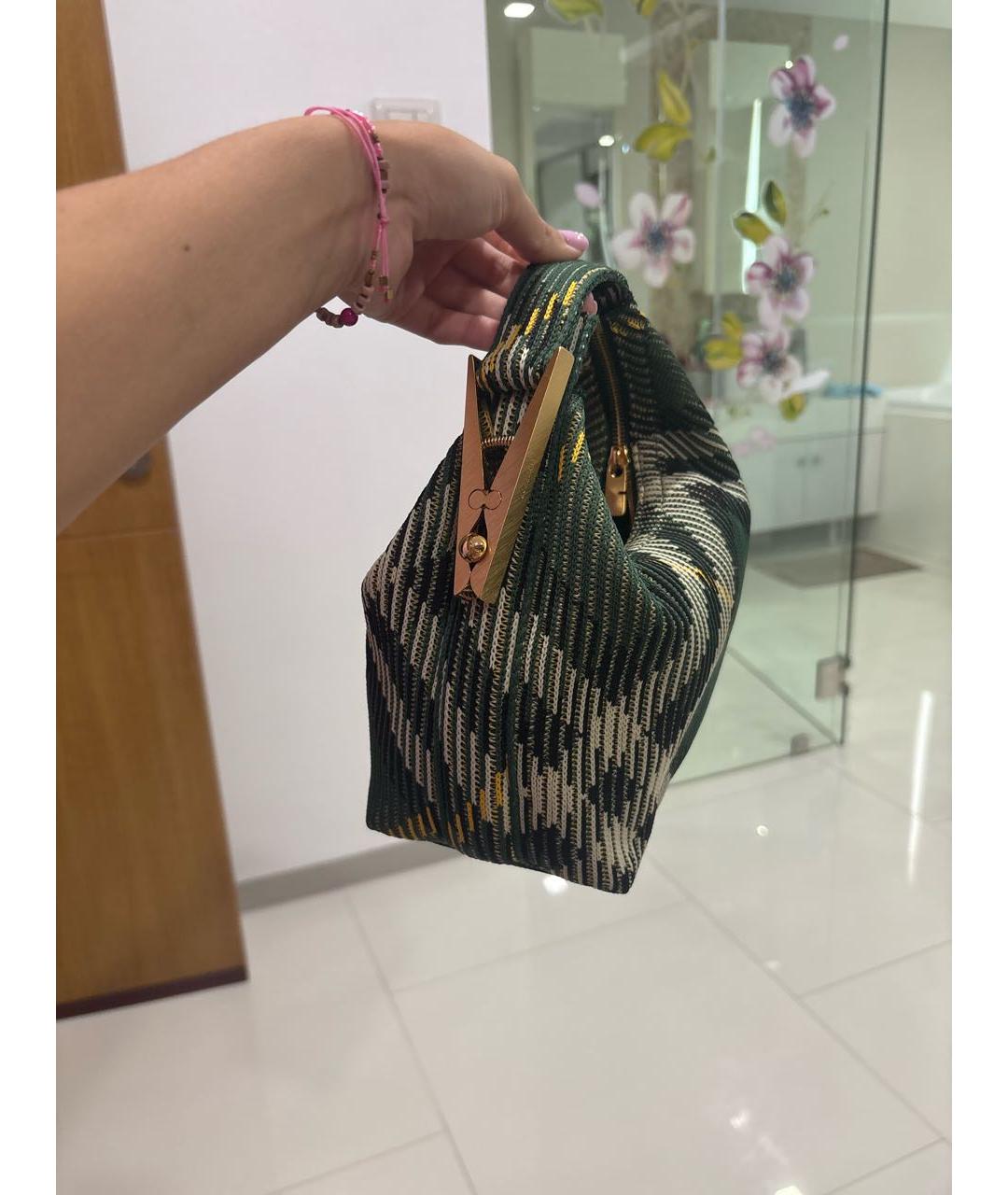 BURBERRY Зеленая тканевая сумка с короткими ручками, фото 2