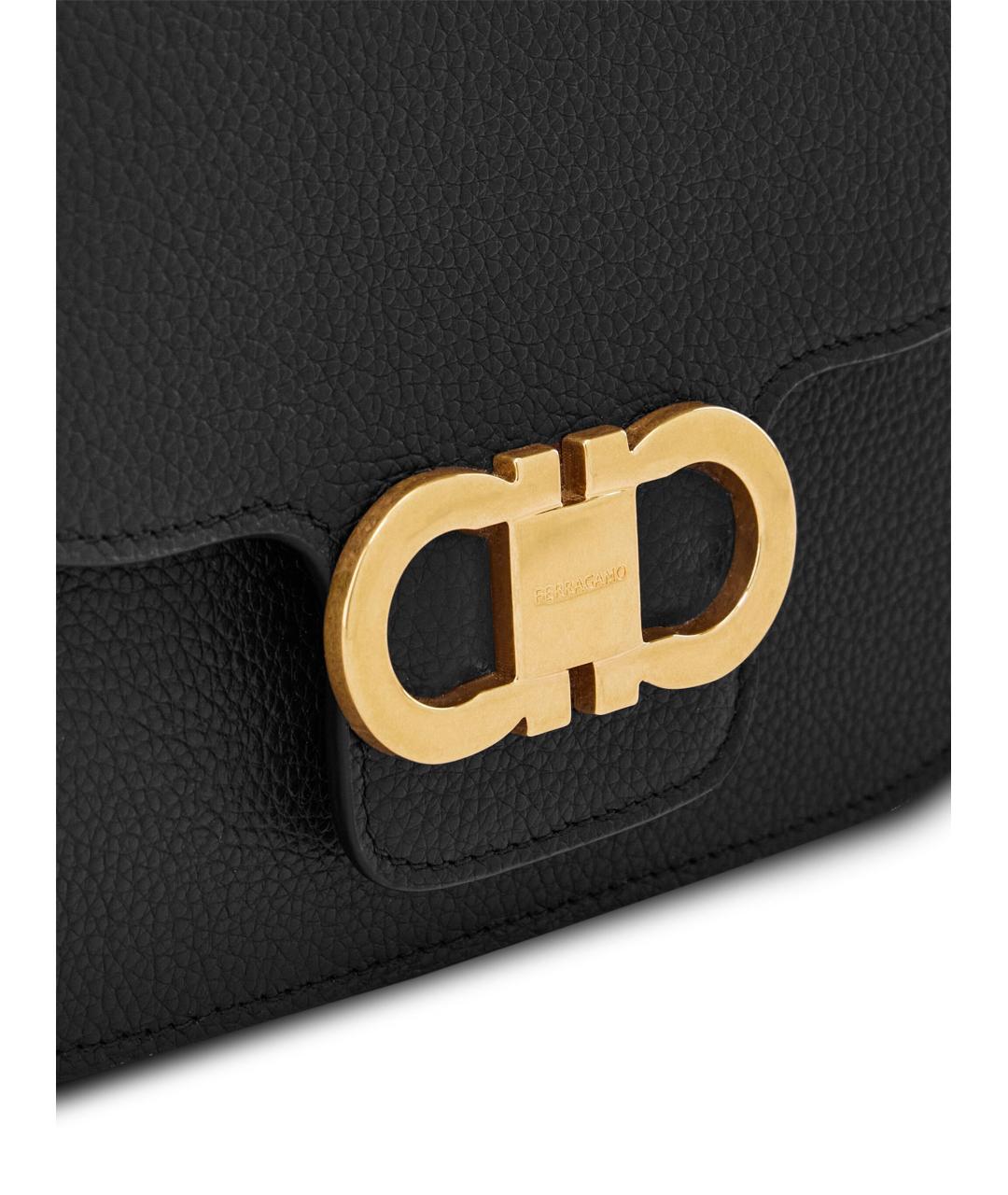 FERRAGAMO Черная кожаная сумка через плечо, фото 4