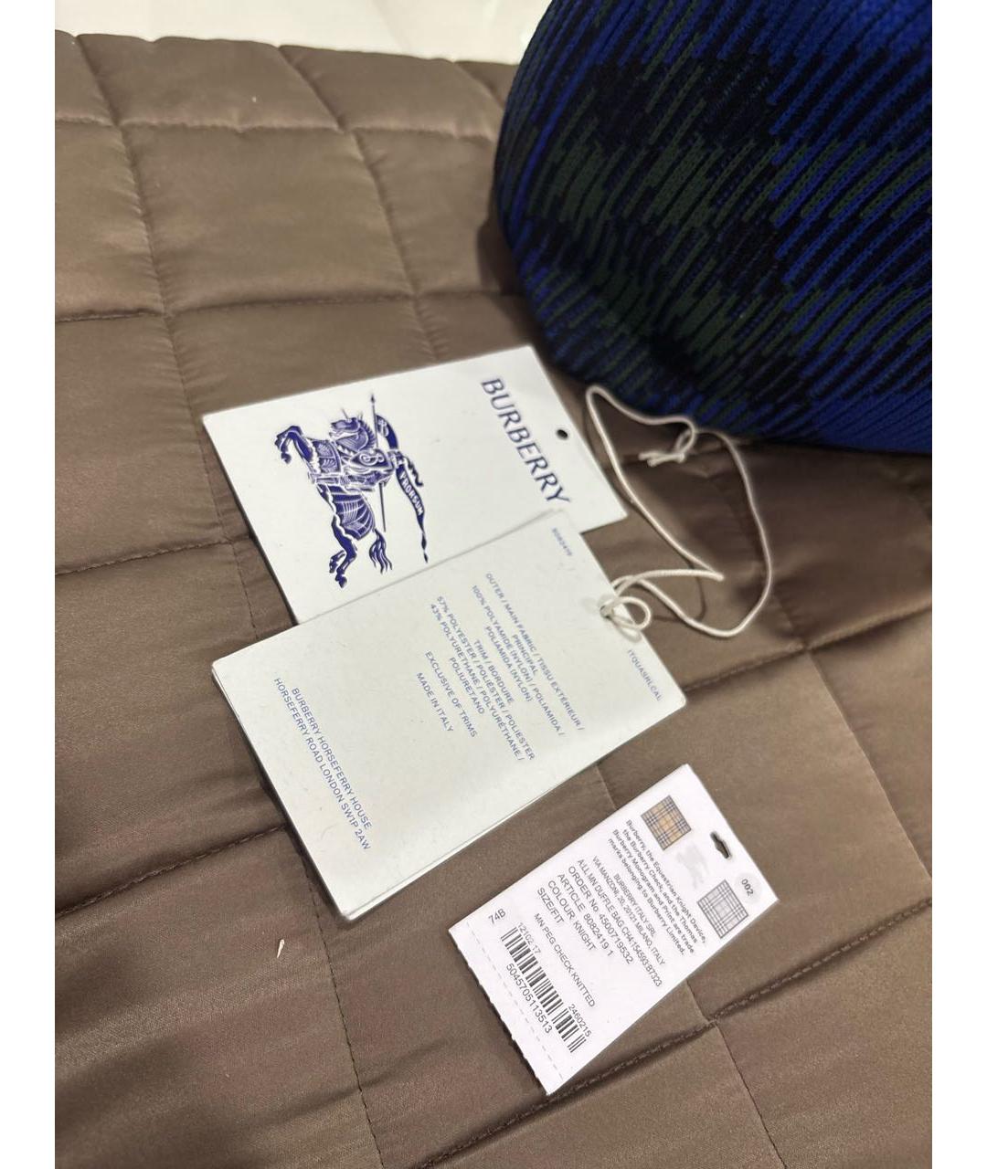 BURBERRY Синяя тканевая сумка с короткими ручками, фото 5