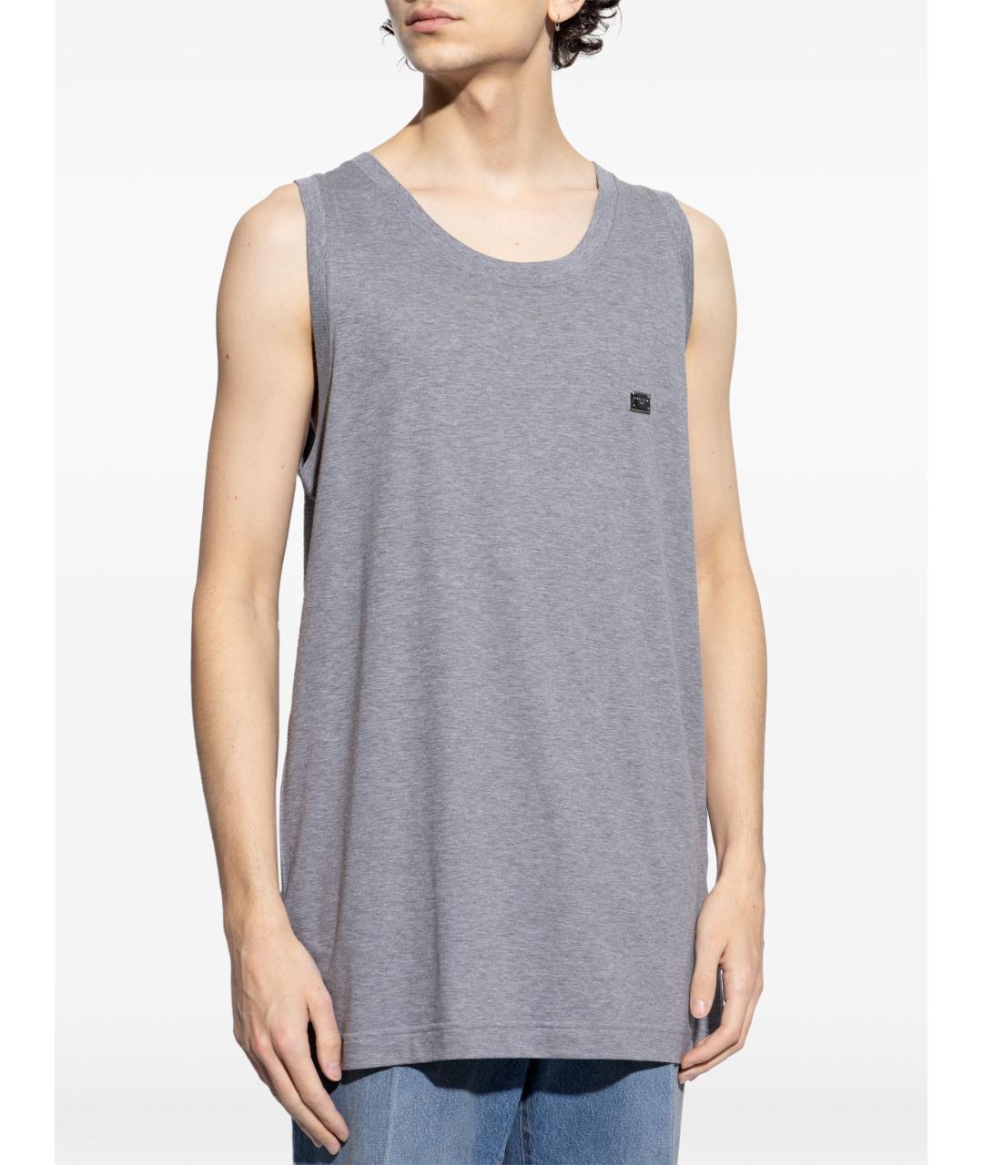 DOLCE&GABBANA Серая хлопковая майка, фото 2