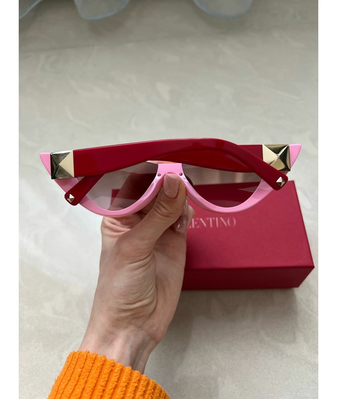 VALENTINO Красные солнцезащитные очки, фото 6