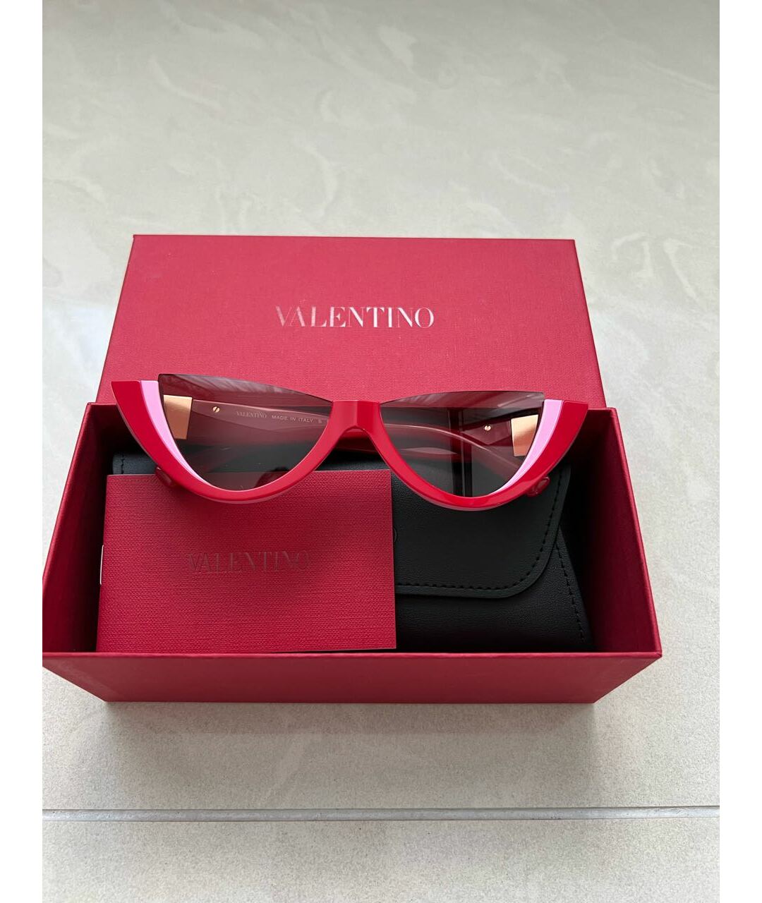 VALENTINO Красные солнцезащитные очки, фото 5