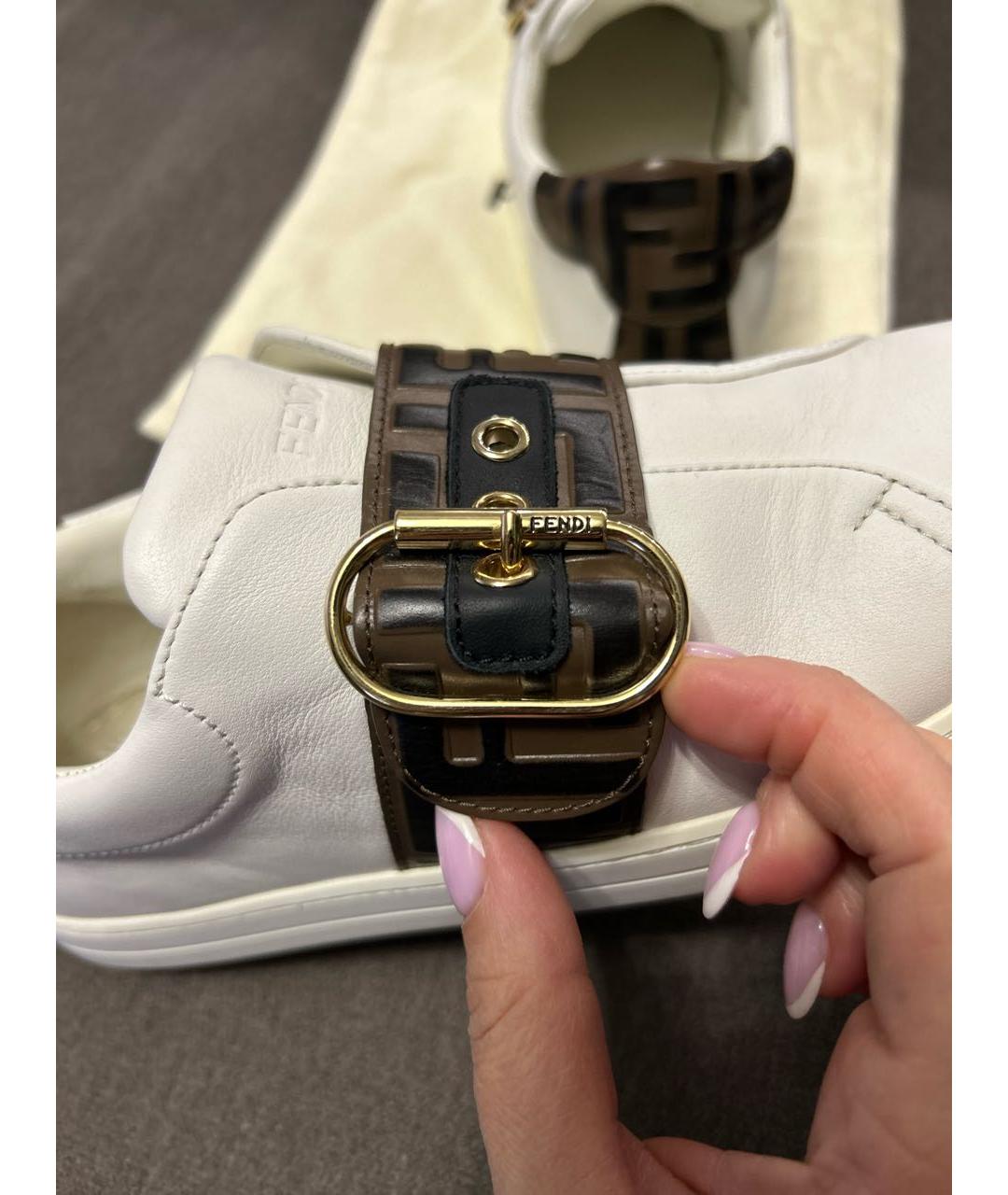 FENDI Белые кожаные слипоны, фото 6