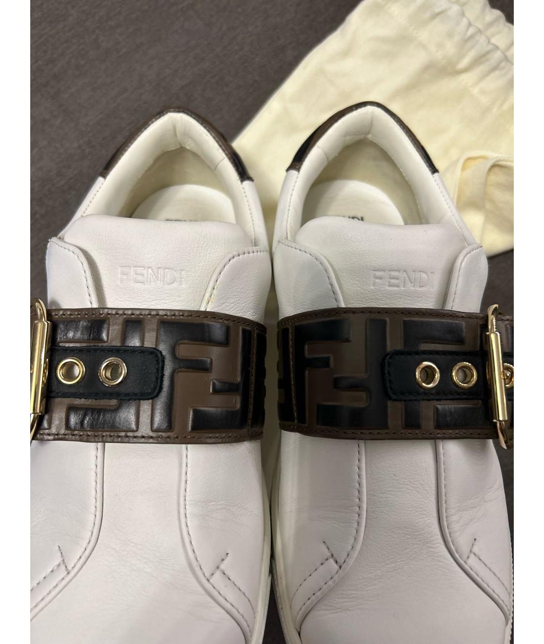 FENDI Белые кожаные слипоны, фото 4