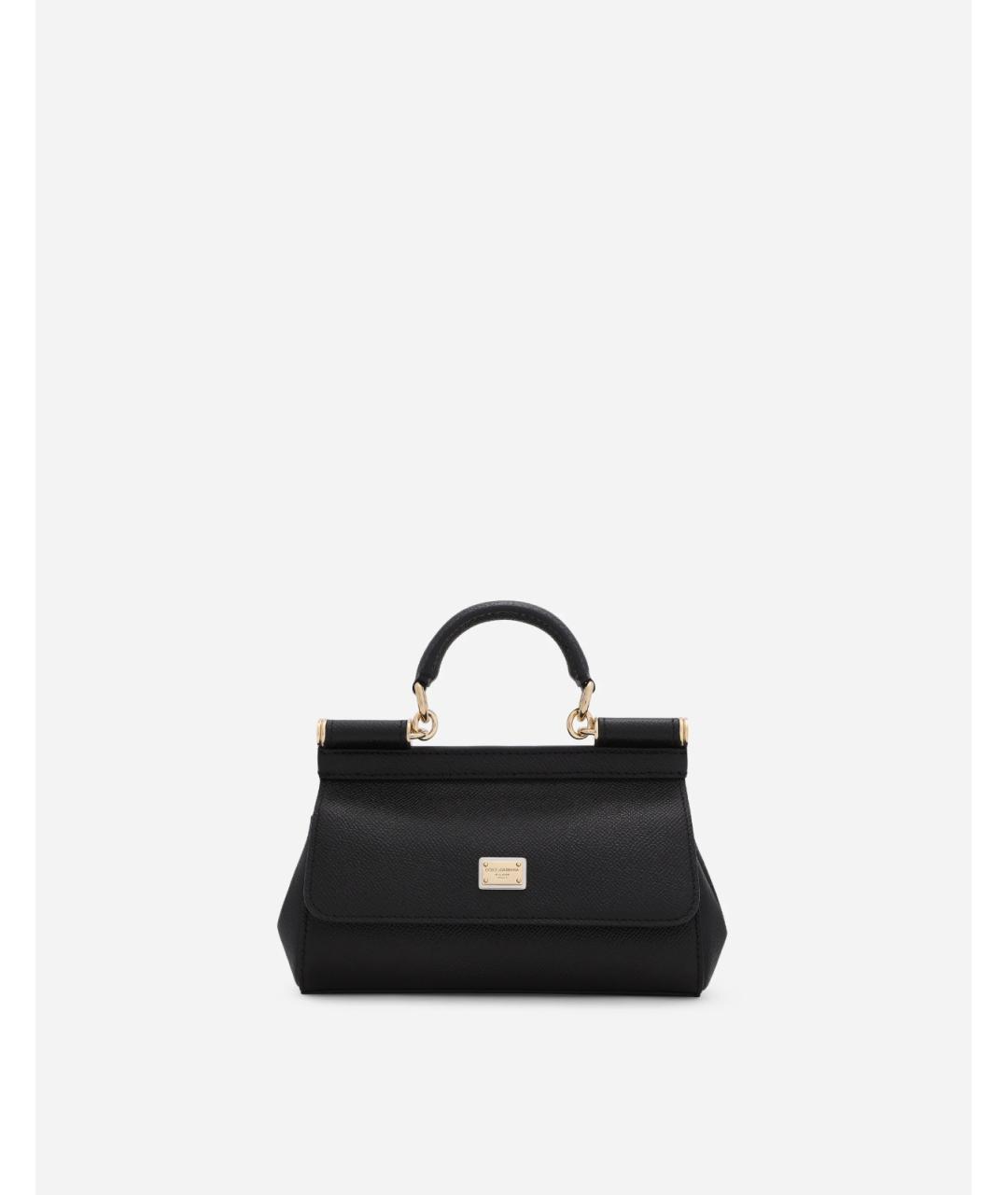 DOLCE&GABBANA Черная кожаная сумка с короткими ручками, фото 1