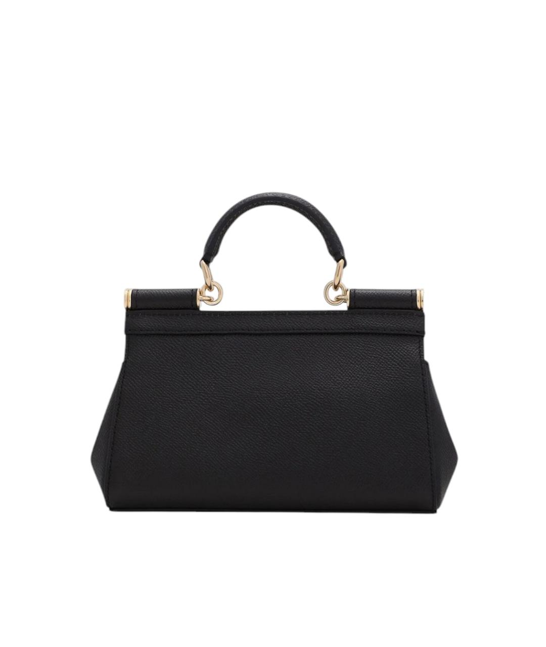 DOLCE&GABBANA Черная кожаная сумка с короткими ручками, фото 2