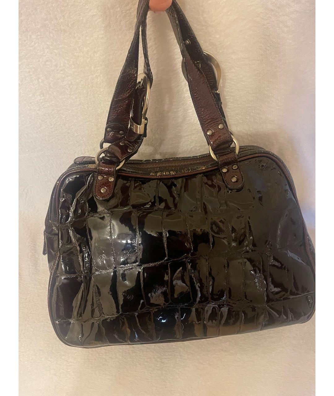 CHRISTIAN DIOR Коричневая сумка с короткими ручками из лакированной кожи, фото 2