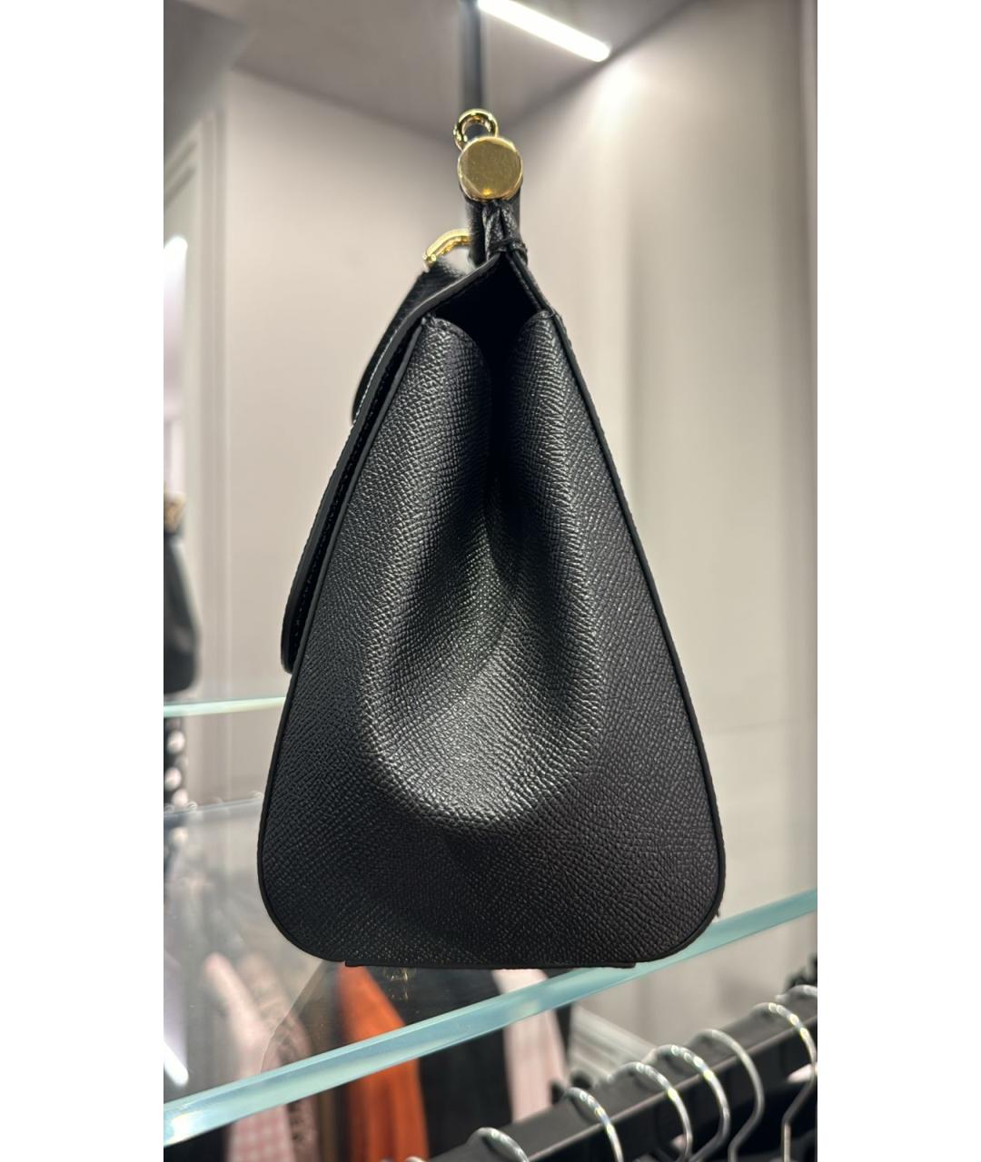 DOLCE&GABBANA Черная кожаная сумка с короткими ручками, фото 4
