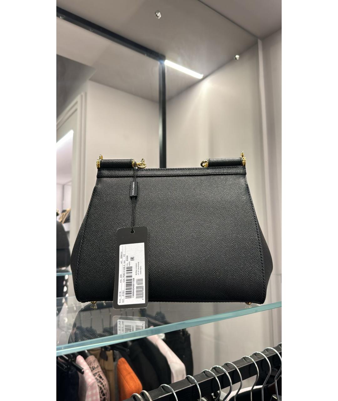 DOLCE&GABBANA Черная кожаная сумка с короткими ручками, фото 3
