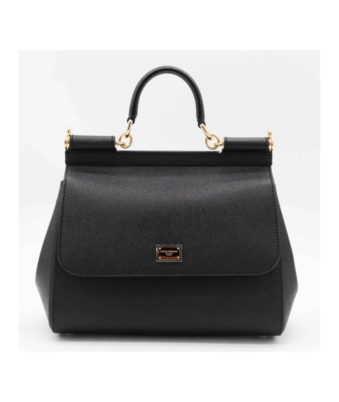 DOLCE&GABBANA Черная кожаная сумка с короткими ручками, фото 5