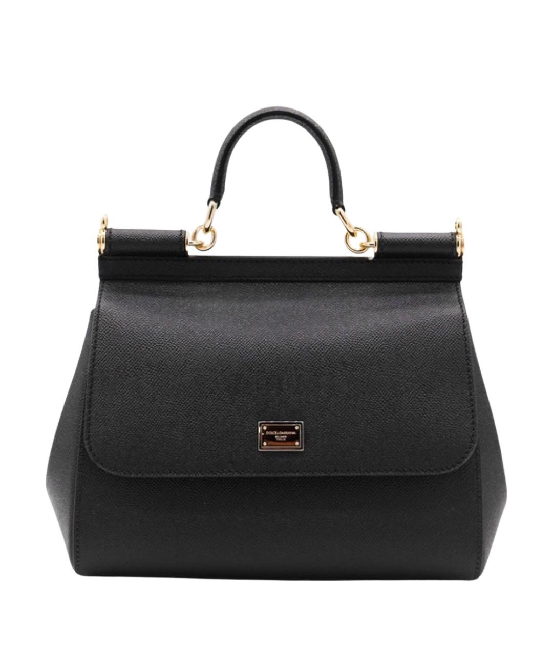 DOLCE&GABBANA Черная кожаная сумка с короткими ручками, фото 1