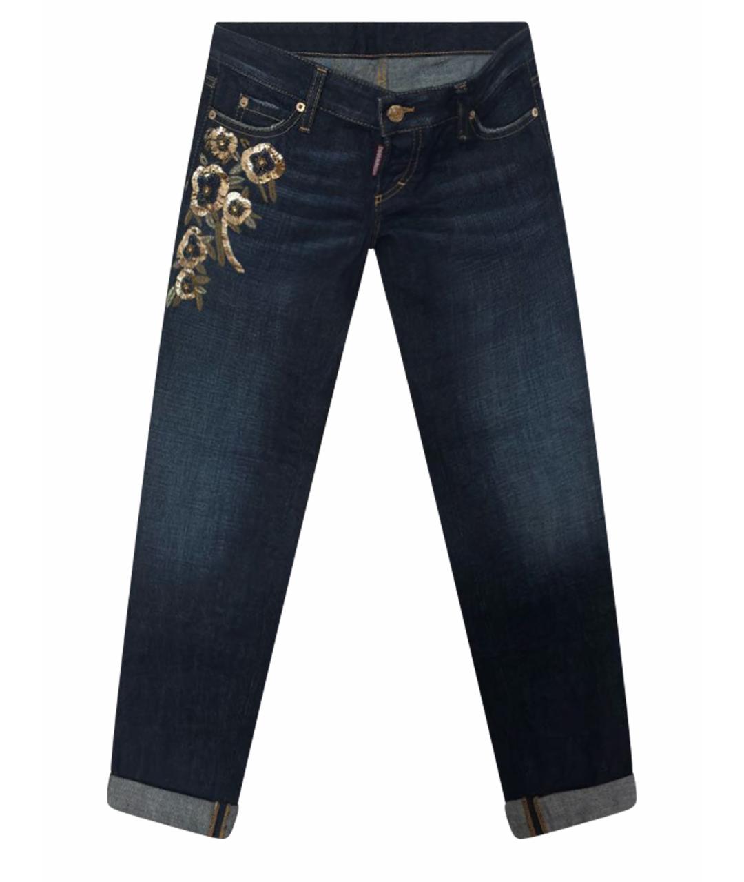 DSQUARED2 Темно-синие хлопковые прямые джинсы, фото 1