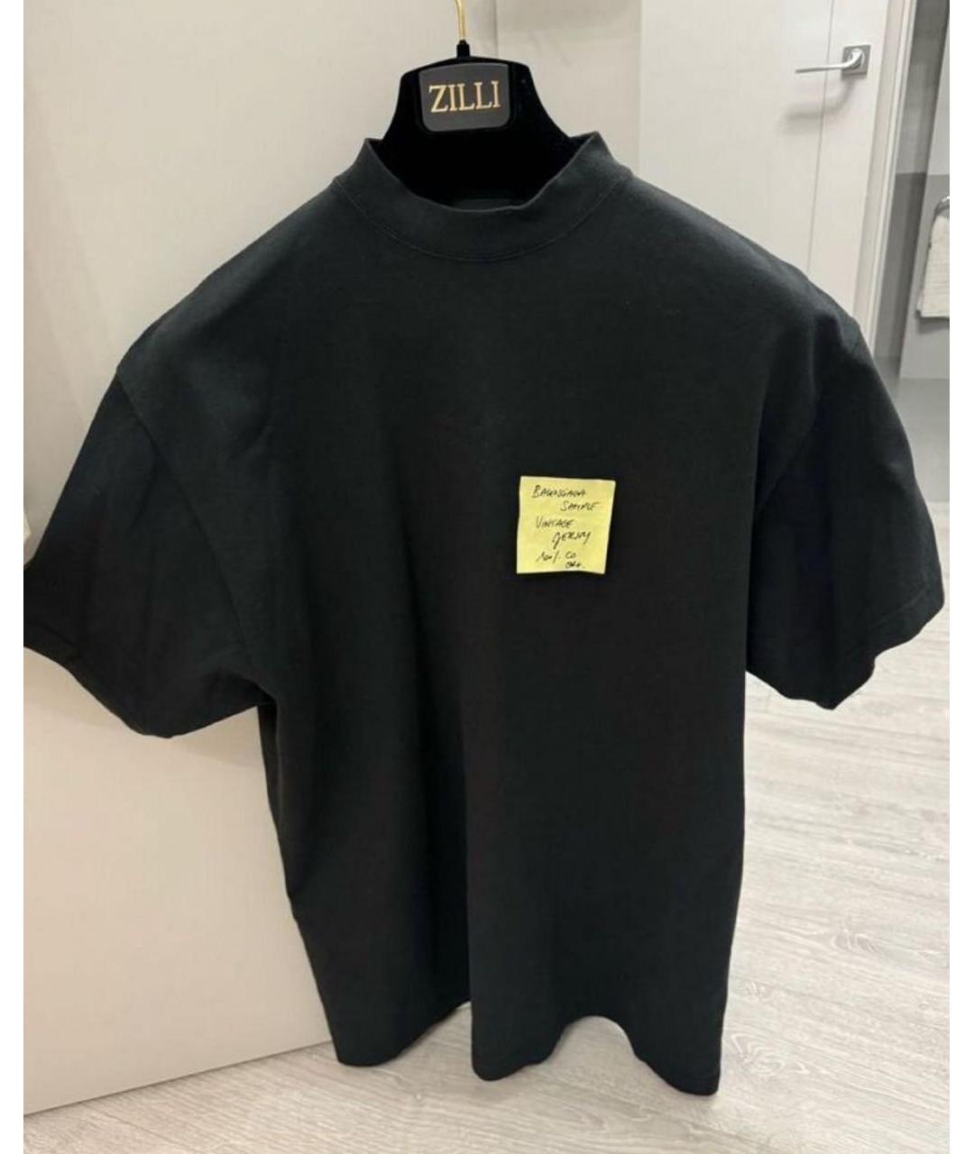 BALENCIAGA Черная хлопковая футболка, фото 4