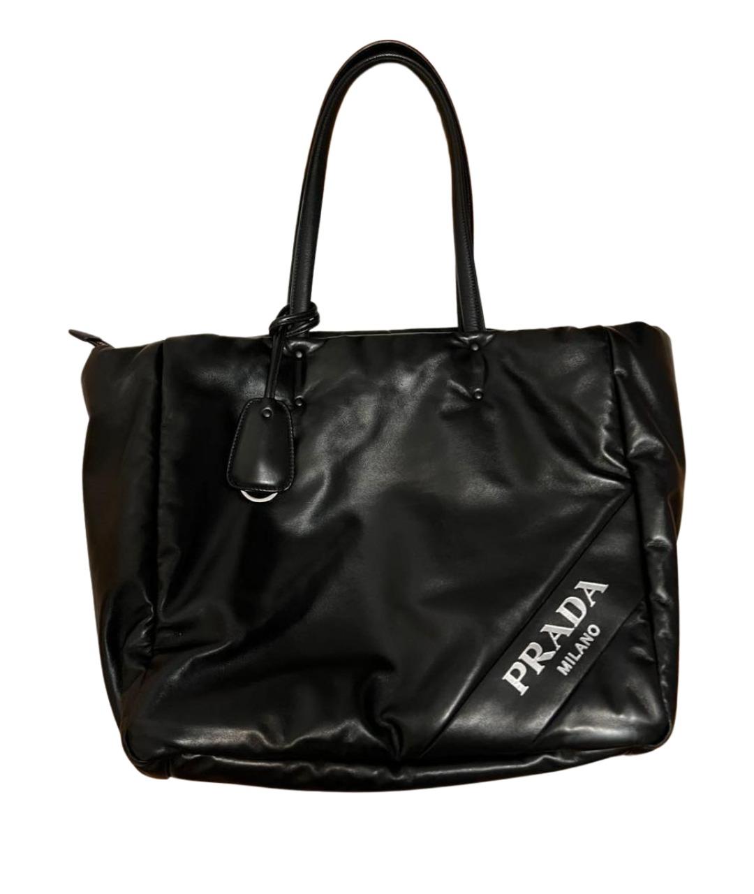 PRADA Черная кожаная сумка тоут, фото 1