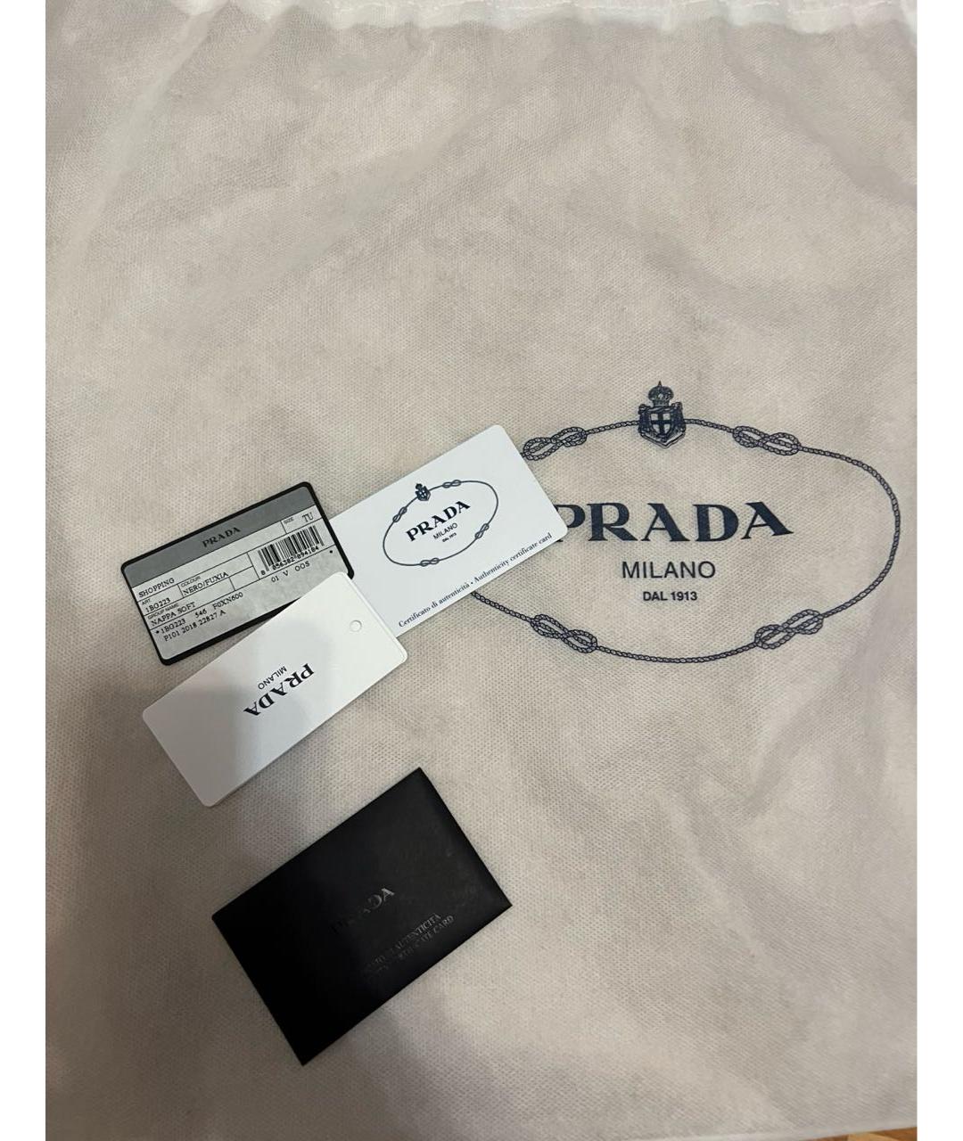 PRADA Черная кожаная сумка тоут, фото 3