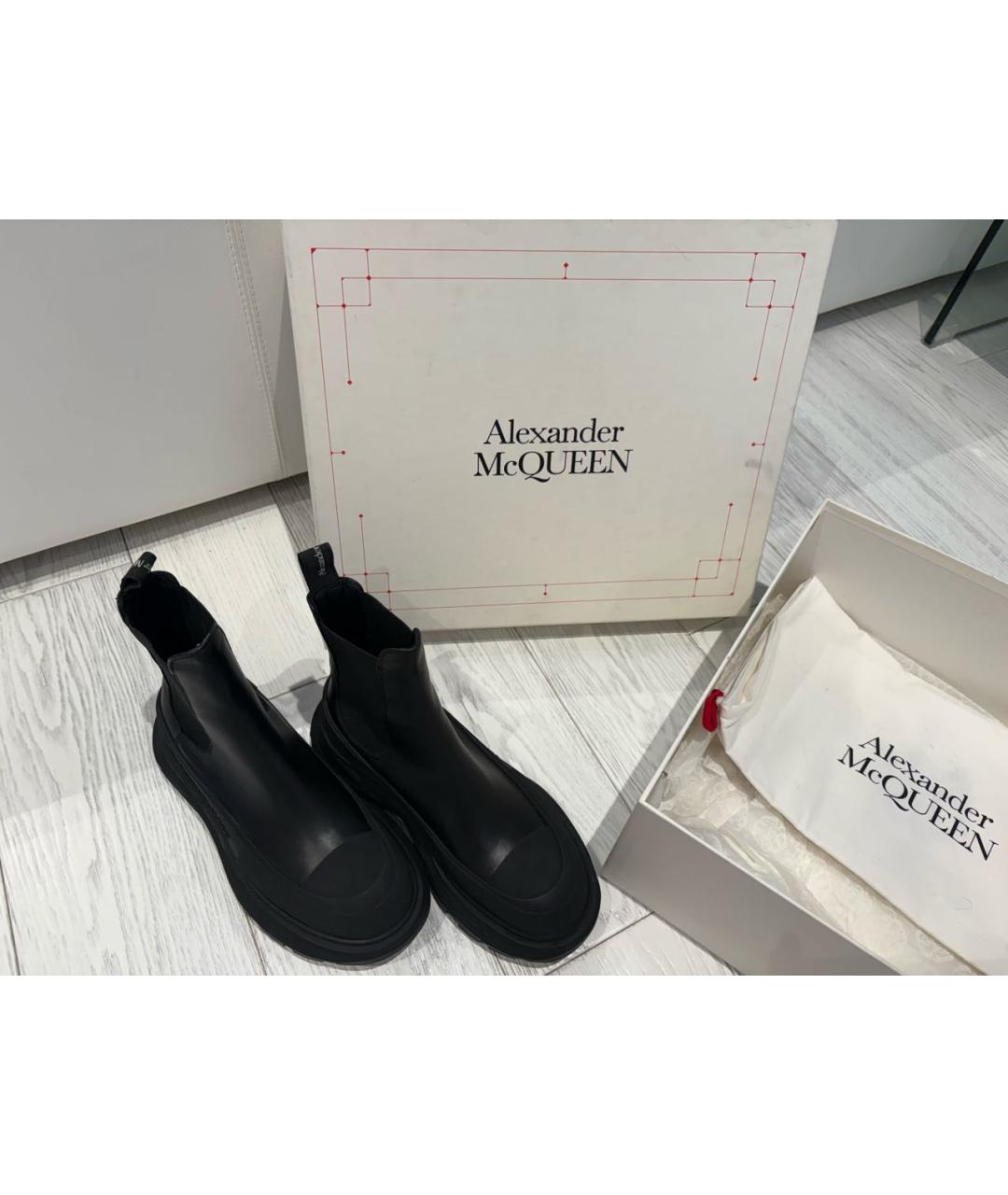 ALEXANDER MCQUEEN Черные кожаные полусапоги, фото 6
